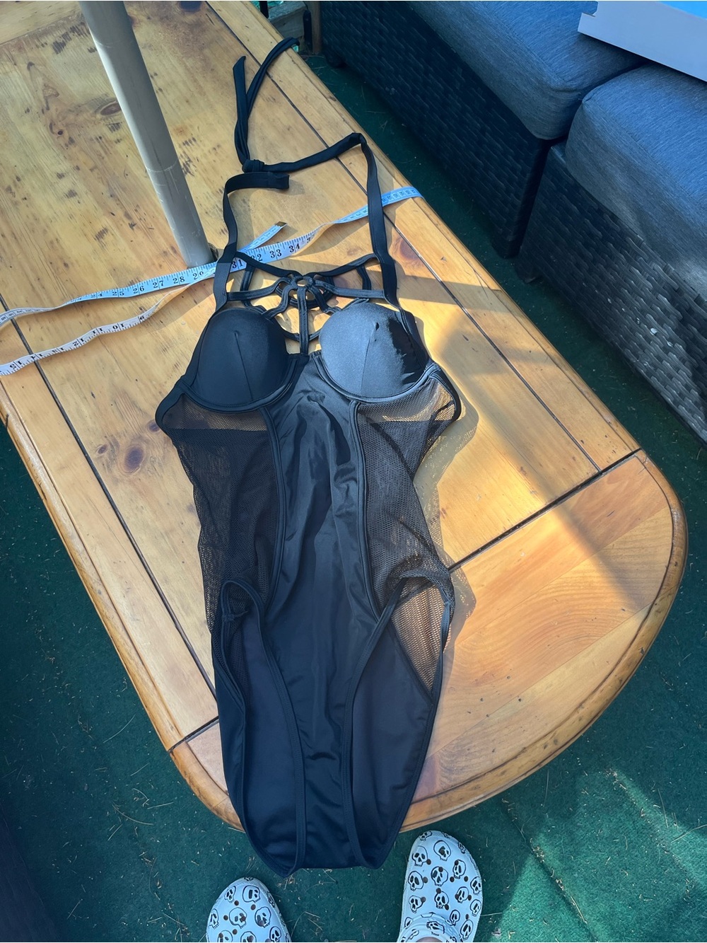 Killstar Black Mesh Strappy One-Piece Swimsuit